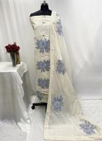 Cotton Blue Casual Wear Mirror Work Dress Material